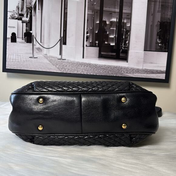 BALLY Chain Shoulder Bag Leather Black Gold Authentic - Picture 7 of 15